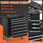 7-Drawer Rolling Tool Chest with Wheels, Metal Tool Box, Large Capacity Tool Storage Cabinet with Keyed Locking, Tool Organizer Box for Garage, Workshop, Warehouse (Black)