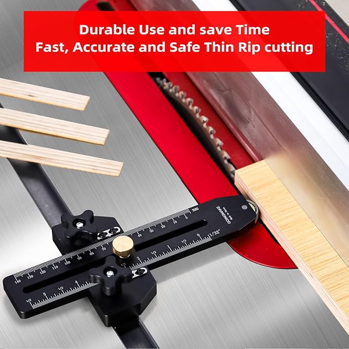 Thin Rip Jig Table Saw Jig Guide for Making Repetitive Narrow Thin Strip Cuts Woodworking Tools Fast Thin Ripping Guide for Table Saw Band Saw Router Table Fits for 3/8" x 3/4" T Slot