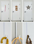 Over The Door Metal Hooks with Plastic Coating 14.2" Fit 0.5" to 1 3/8" Door 4 Pcs Heavy Duty Single Towel Robe Rack Wreath Bathroom Shower Hanger Shoe Organizer Ironing Board Long White