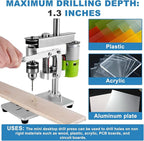 Mini Benchtop Drill Press with Work Light | Rear-Mounted 795 Motor, Small Bench Drilling Machine for Woodworking, Jewelry & Crafts, B10 Chuck, Motor & Belt Guard