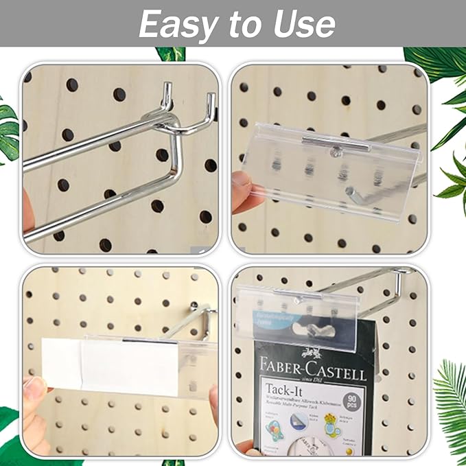 30 Pack Metal Scan Hook with Label Holder, Pegboard Hooks with Price Tag, Stainless Steel Display Pegboard Hooks for 1/8'' to 1/4'' Pegboard Wall for Garage Storage Retail Shop Supplies
