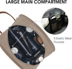 WANDF Travel Toiletry Bag for Men Large Toiletries Shaving Bag Water Resistant Hanging Dopp Kit Travel Accessories Bag for Women Men (Light Khaki)