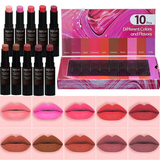 10 Pack Tinted Lip Balm Stocking Stuffers Tinted Chapstick - Moisturizing, Soothing, and Repairing Dry and Chapped Lips-VeraVaultWomen