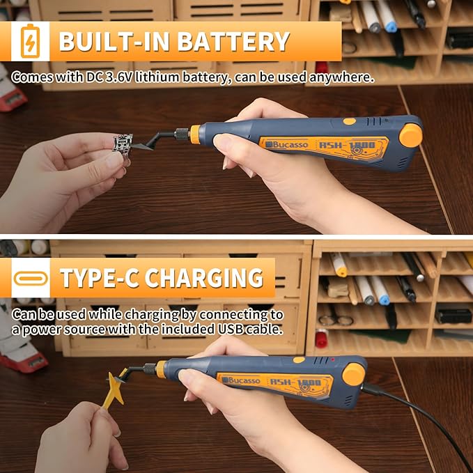 Reciprocating Sander, Variable Speed and USB Charging with LED Light, Pen Sander With 6pcs Sanding Head, Fit for Sanding, Polishing, Finishing, DIY Crafts