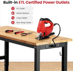 Work Bench for Garage Workbench Adjustable Height Work Table with Pegboard for Shop Woodworking, 60 x 22 Heavy Duty Rubber Wood Top for Office, Home, Commercial