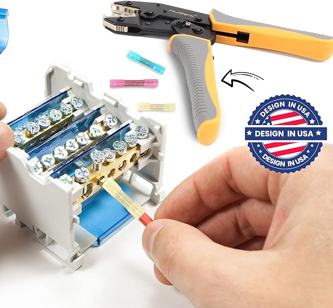 Mulwark Wire Crimping Tool for Heat Shrink, Wire Crimper AWG 10-22 | Professional Wire Crimpers-Crimping Pliers for Automotive, Marine & DIY Electrical Projects