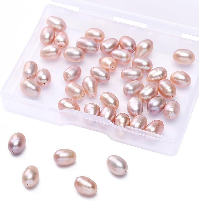 Natural Pearl Beads Rice 6-7mm Purple Freshwater Cultured Loose Gemstone Beads for DIY Jewelry Making 13.8''/Strand HQ