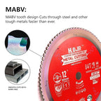 Metal Cutting Circular Saw Blade, Steel and Stainless Steel Cutting, The Cutting Head uses a Special Anti-Heat Sticking Coating with high Finish and Long Life,FMB 12 inch 84-Tooth 1" -TA