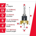 Amana Tool 82 Degree Countersink with Drill Bit Depth Stop and No-Thrust Ball Bearing, 55226, 3/8 D x 3/32 Drill D x 1/4 Inch Quick Release Hex Shank