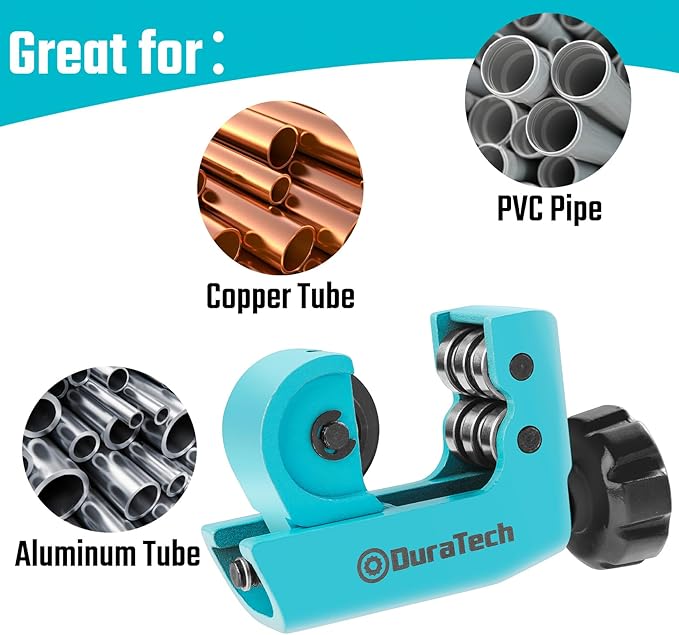 DURATECH Tubing Cutter, for Outer Diameter: 3/16" to 1-1/8"(4-28MM), Copper, Aluminum, Brass and Plastic Tubing Compact Cutter, With Replacement Wheel