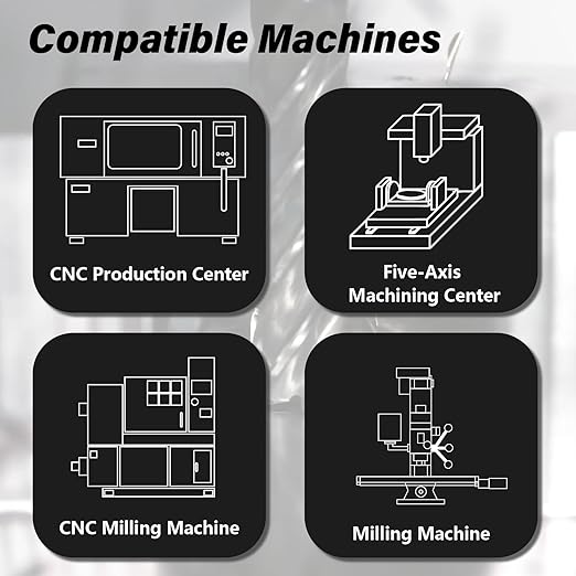 5/16" Micrograin Carbide Square End Mill Set 2 Flute HRC 55 AlTiN Coating End Milling Bits for Milling Alloy Steels, Hardened Steel, CNC Router Bits