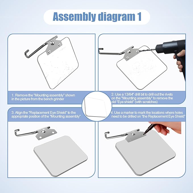 Neeki 4x5" 2pcs Bench Grinder Replacement Eye Shield, Small Grinder or Small Bench Grinder Protective Cover, HD, Lightweight and Durable