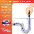 22" Long Sink Drain Cleaning Brush by FryOilSaver Co., Clog Remover for Small Spaces Perfect for Unclogging Sink, Toilet & Shower Drain, Drain Snake Hair Clog Remover, Tiny Pipe Cleaning Brush - B113C