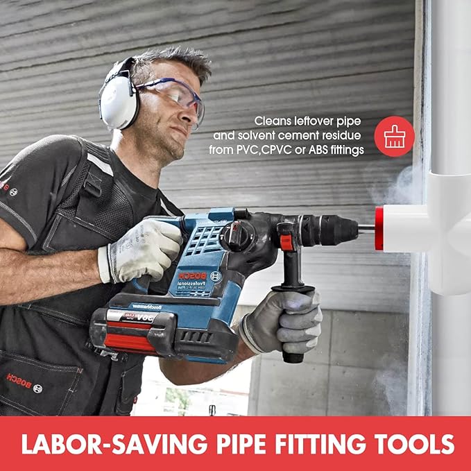 PVC Fitting Saver 1 Inch Head, PVC Reamer, 2" PVC Pipe Reamer with 3/8-Inch Hex Shaft, PVC Socket Saver Plumbing Tool Plastic Pipe Fitting Reamer for Sch.40 PVC CPVC ABS