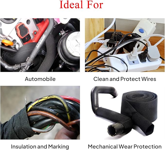 2 in 1 Heat Shrink Braided Sleeving Fabric Tubing-Perfectly fit Irregular Shape Hose/Cable/Wire (1/2"(12mm), 14FT)