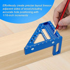 Premium Versatile Multi-Angle Carpenter Square Measuring Ruler for Woodworking, Engineering, and Construction (22.5-90 Degrees with Angle Pin) (Blue)