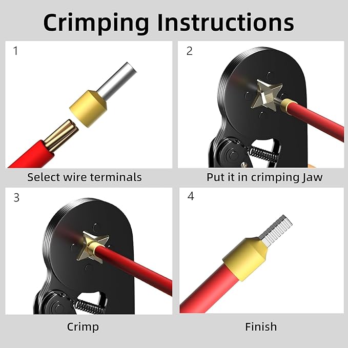 Wire Ferrule Crimping Tool Kit AWG 23-7,Ferrule Crimper Plier with 1200PCS Wire Ferrules Kit Wire End Terminals