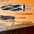 1-1/2" Reamer Drill Bit for Metal, M2 HSS Taper Reamer for Steel, Alloy, Wood, Plastic to Align, Enlarge Holes – 5-Spiral Flutes,1/2"Non-Slip Shank, 38mm Car Reamer, Bridge Construction Reamer.