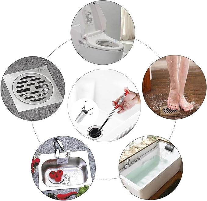 Flexible grabberDrain Snake Tool - The Ultimate 76inch Flexible Grabber for Hair, Unclog Any Drain in Minutes! Gunk & Debris in Sinks, Showers & Tubs. No More Chemicals, Just Quick Results!