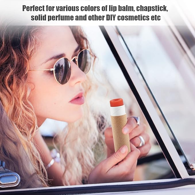 10 Pcs 25g Paperboard Lip Balm Tubes Refillable Krafts Paper Lipstick Tube Round Cardboard Empty Lip Gloss Container Holder Tubes for DIY Chapstick Salve Cosmetic Lotion Solid Perfume - Brown-VeraVaultWomen