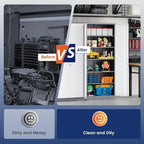 Yizosh Metal Storage Cabinet with 2 Locking Doors and 5 Adjustable Shelves, 72" Garage Storage Cabinet Steel Lockable for Office,Home,Garage