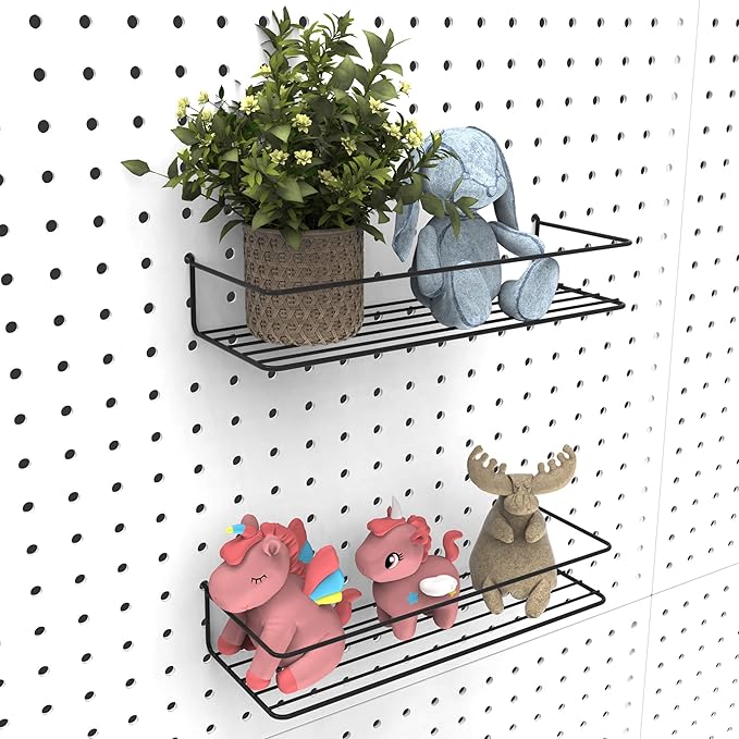 Pegboard Shelves, Peg Board Hooks, Organizer, for Storing A Variety of Tools, 2 Packs, Black