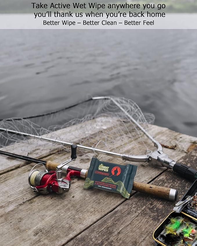 Black Unscented Camouflage Wet Wipes - Combat Wipes COMMANDO - Thick Biodegradable, Heavy Duty Cleansing Cloths for Camping, Military, Hunting & Backpacking w/Aloe & Vitamin E