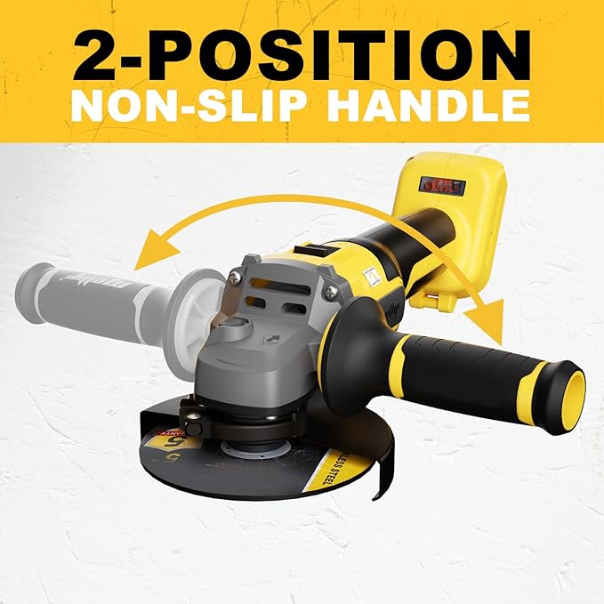 Cordless Angle Grinder Compatible with Dewalt 20V MAX Battery, 9600RPM Brushless Metal Grinder Tool, 4-1/2 Inch, w/4.0Ah Battery, Kickback Brake, 3 Vairable Speed, Slide Switch, Auxiliary Handle