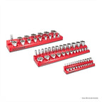 OEMTOOLS 22484 3 Piece SAE Magnetic Socket Tray Set, Magnetic Socket Organizers for Toolboxes, Rubberized Base, Holds Up To 68 Sockets, Red Socket Holder