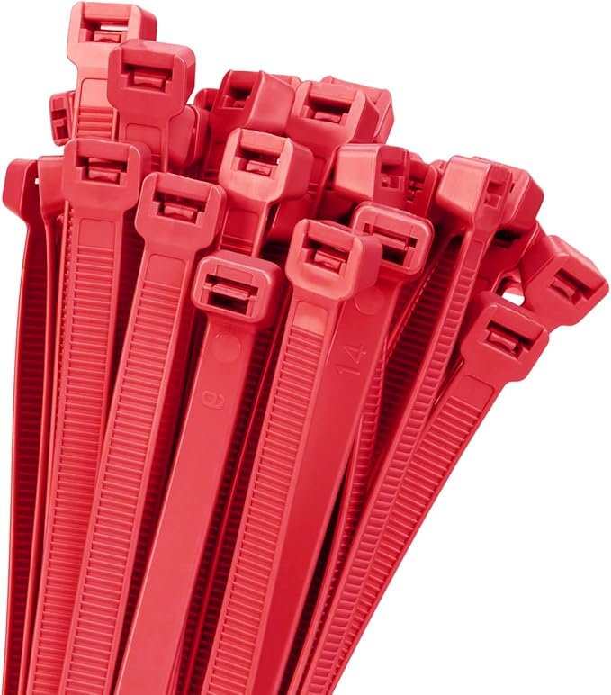18 inch Red Zip Ties Heavy Duty 100 PACK, 200 LBS Ultra Exclusive Strong Plastic Wire Ties, Large Cable Ties Extra Long Tie Wraps, Indoor and Outdoor UV Resistant