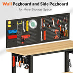 Adjustable Height Work Bench 48×24 Workbench for Garage with Under Table Shelf Heavy Duty Rubber Wood Work Table for Shop Woodworking, Office, Home, Commercial