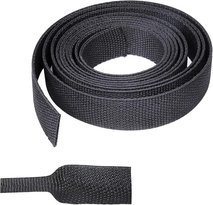 Heat Shrink Braided Sleeving Fabric Tubing 2 in 1 Wiring Harness Tubing Abrasion Resistant Cable Sleeve for Protection Wire/Sheath/Irregular Shape Hose (1/2"-13ft)