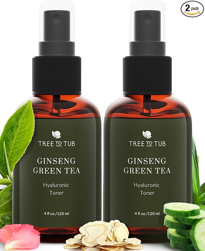 Tree To Tub Hydrating Facial Toner Spray for Dry & Sensitive Skin - Alcohol Free Witch Hazel & Rose Water Face Toner for Women & Men w/Hyaluronic Acid, Vitamin C, Organic Green Tea, Natural Ginseng-VeraVaultWomen