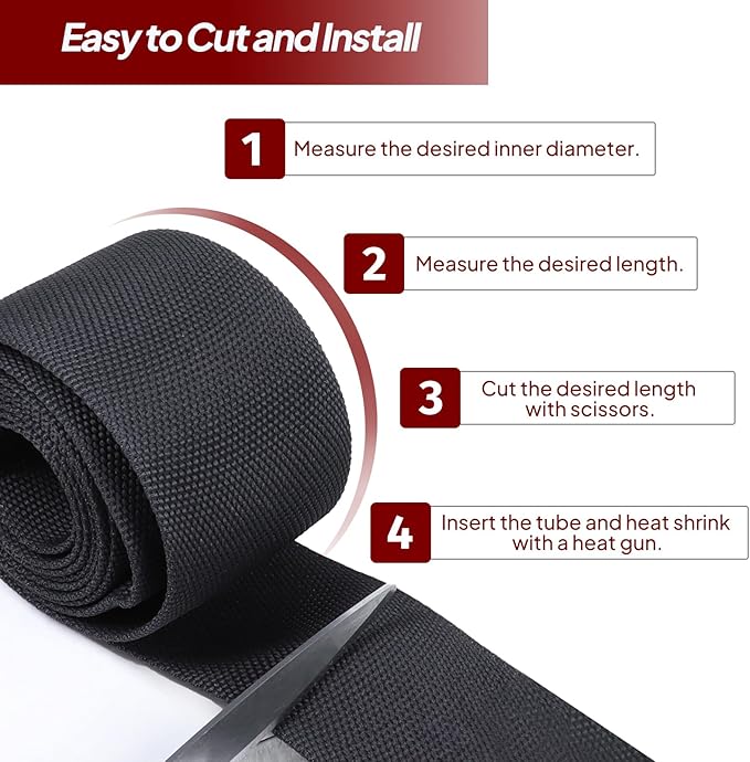 2 in 1 Heat Shrink Braided Sleeving 1-3/8 inch Cloth Wiring Harness Loom Abrasion Resistant Sleeve for Protection Cable/Sheath (34mm ID-29ft)