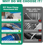 20FT Hose Clamps,304 Stainless Steel Hose Clamp Assortment Kit DIY Metal Strapping with Holes+10 Fasteners,Adjustable Worm Gear Large Hose Clamps Metal Band Screw Clamp Straps for Pipe,Duct,Tube