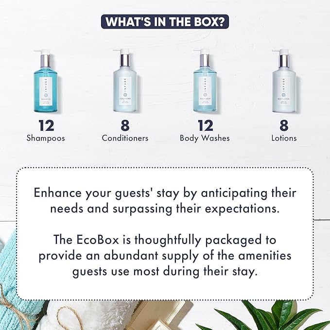 1-Shoppe Infuse 40 Piece Ecobox All-In-Kit | White Tea and Coconut Soap | 12 Shampoo, 8 Conditioner, 12 Body Wash & 8 Lotion | 10oz Hotel Soaps and Toiletries Bulk | Personal Care Products-VeraVaultWomen