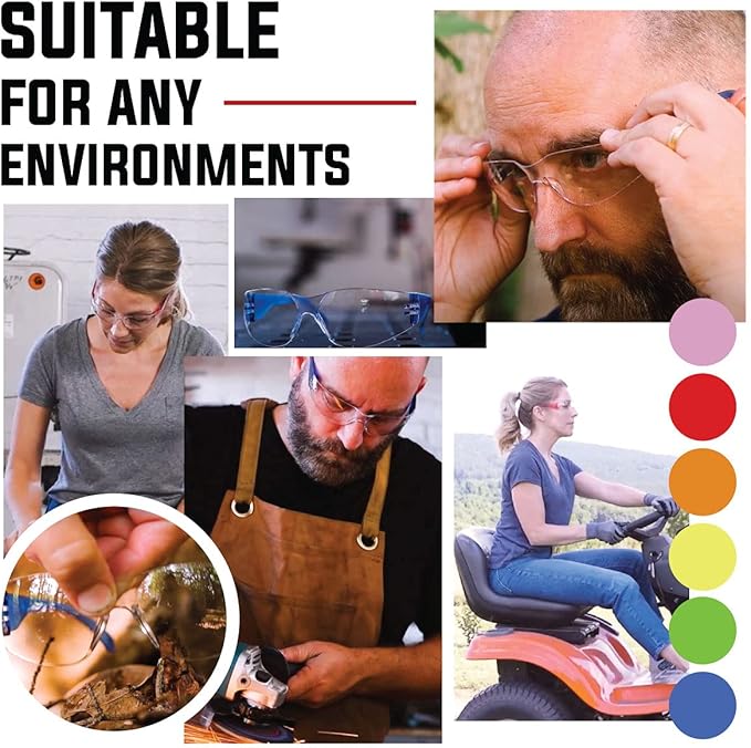 BISON LIFE Safety Glasses - Scratch Resistant Wrap Around Eyewear, Polycarbonate ANSI Z87.1 Impact Resistant Lens
