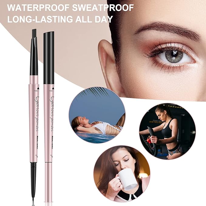 1-Pack Eyebrow Pencil & Brow Razor with Comb kit, Dual-ends Easy to Color Waterproof Long-lasting Makeup Natural Eye Brows Looking (Khaki Brown)