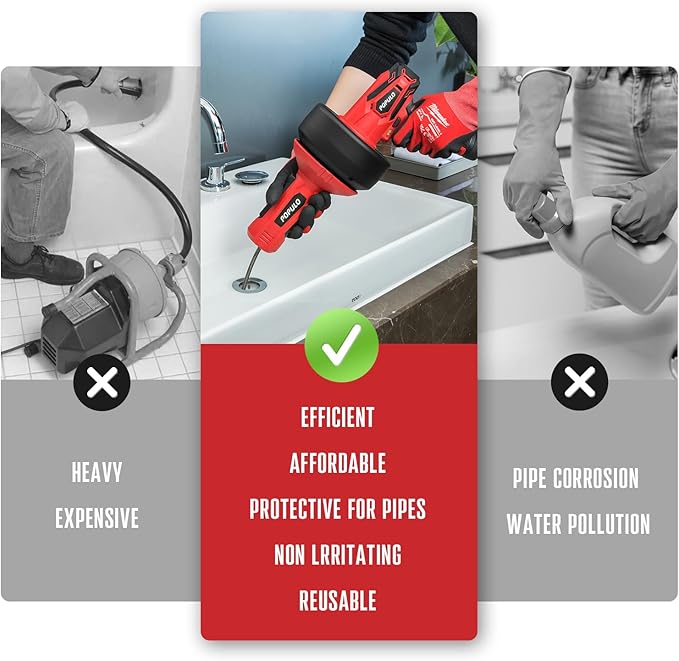 POPULO 12V Cordless Electric Drain Auger, Auto Feed Plumbing Snake Clog Remover for Unclog Sink Drain 3/4"-2" Pipe, Snake Hair Drain Clog Remover Cleaner Tools for Shower, Bathtub, Kitchen, Sink