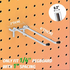 HUHOLE Double Arm Pegboard Hooks 6 Inch 10PC, Fit 1/4" Pegboard, Ideal Peg Board Tool Utility Hooks for Garage Organization, Wall Storage, Heavy Duty Tool Holder with Protecting Tip