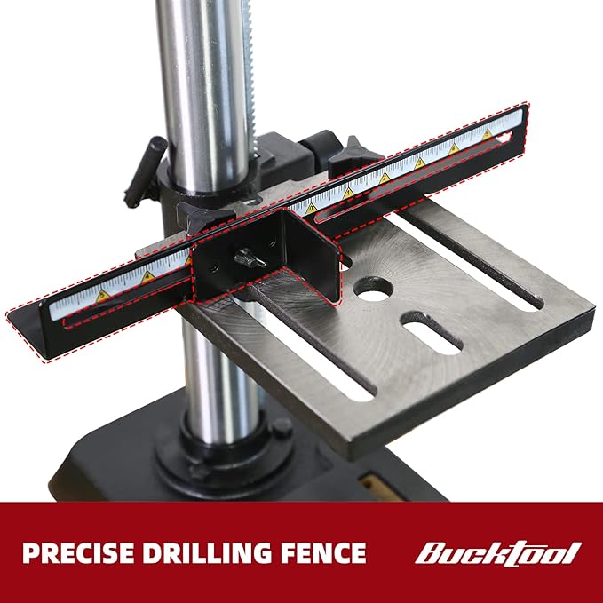 BUCKTOOL 10-Inch Drill Press 6.0 Amp 3/4 HP Bench Drill Press 5-Speed Benchtop Drilling Machine with LED Work Light