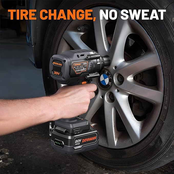 TITANCE X8 Advanced Cordless Impact Wrench, 20V Brushless 1/2'' Impact Gun, 1000 FT-LBS High Torque, 5-Mode Control, 4.0Ah Li-ion Battery Powered Wrench for Car Tires & Automotive Repair