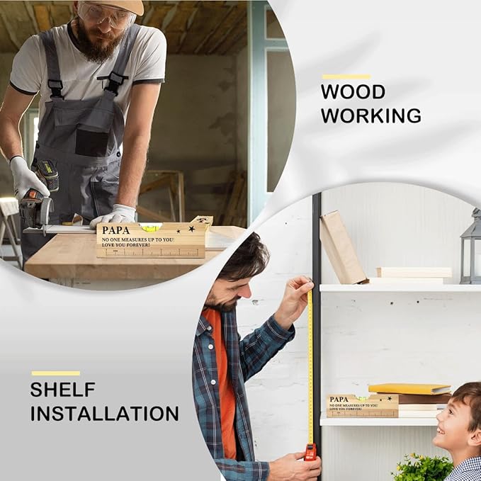 Fathers Day Birthday Gifts for Papa Dad from Daughter Son Wife Wooden Spirit Level Valentines Christmas Thank You Gifts Ideas for Daddy New Dad Grandpa Papa