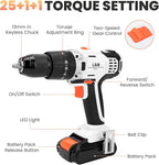 LIGO 20V Cordless Drill Driver with Impact, 25+1+1 Torque Setting, 1/2 Inch, 2 Speed, with 2.0Ah Battery and Fast Charger