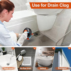 Drain Auger, Plumbing Snake With Drill Adapter, 35ft Heavy Duty Flexible Sink Steel Plumbing Auger Bathroom Hair Clog Removal Tool, Manual Or Powered - No auto retract or feed