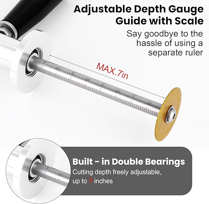 Inside Pipe Cutter for PVC Pipe Cutter Tool with Handle and 3 Pcs Diamond Grit Cutting Wheel, Pipe Cable Saw, 7-Inch Adjustable Cutting Depth, Internal Pipe Cutter for Drill with 1/4in Hex Shank