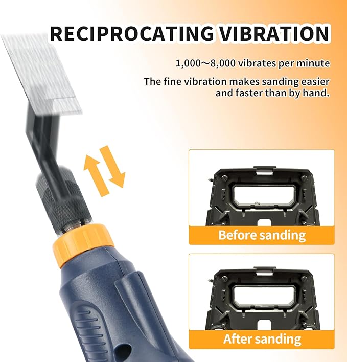 Reciprocating Sander, Variable Speed and USB Charging with LED Light, Pen Sander With 6pcs Sanding Head, Fit for Sanding, Polishing, Finishing, DIY Crafts