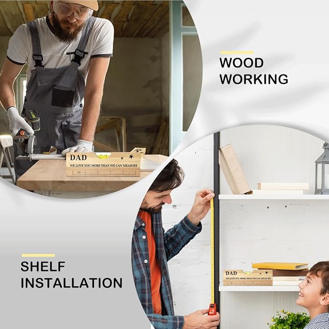 Fathers Day Birthday Gifts for Dad from Daughter Son Wife Wooden Spirit Level Valentines Christmas Thank You Gifts Ideas for Daddy New Dad Papa Grandpa