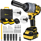 1/2 inch Cordless Impact Wrench,650Ft-lbs (800N.m) Brushless Power Impact Driver,3000RPM High Torque Impact Gun,2x 4.0 Battery, 5 Sockets,8 Drill,6 Screws for Home Car Tires Truck Mower