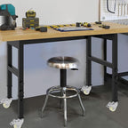 48' Adjustable Workbench, Solid Wood Work Bench Table with Wheels and Power Outlet, Rolling Workbenchs Large Load Capacity Garage Workbench for Workshop,Office,Home